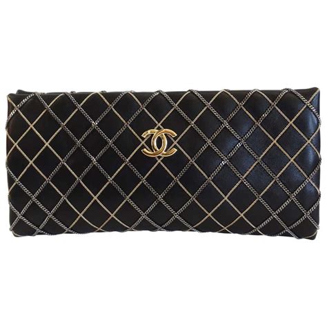 chanel white leather clutch|Chanel clutch with chain price.